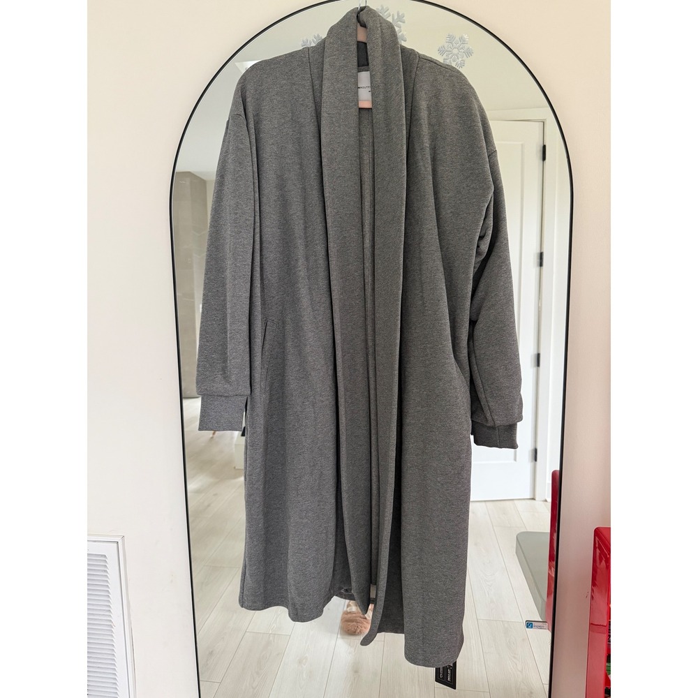 MyOutfitOnline Heather Grey Longline Shawl Collar Cardigan Robe Duster M/L NEW